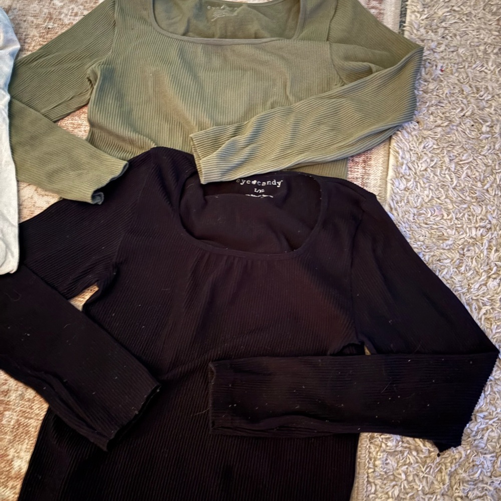 Eye Candy Black and Olive Crew Neck Sweater Set